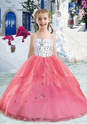 Hot Sale Spaghetti Straps Ball Gown Beading Little Girl Pageant Dresses