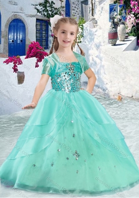 Hot Sale Spaghetti Straps Ball Gown Beading Little Girl Pageant Dresses