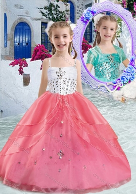 Hot Sale Spaghetti Straps Ball Gown Beading Little Girl Pageant Dresses