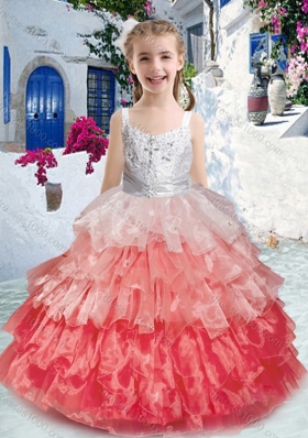 Perfect Spaghetti Straps Ball Gown Little Girl Pageant Dresses with Beading