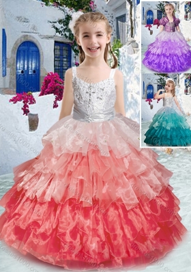 Perfect Spaghetti Straps Ball Gown Little Girl Pageant Dresses with Beading