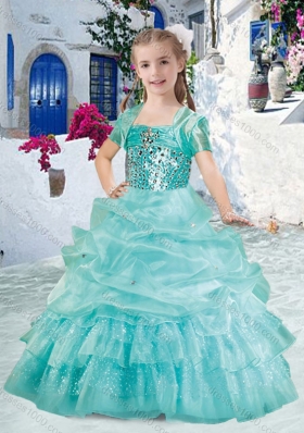 Romantic Spaghetti Straps Little Girl Pageant Dresses with Beading and Bubles