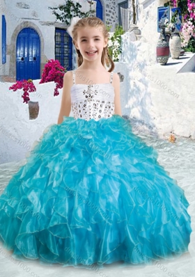 Sweet Spaghetti Straps Little Girl Pageant Dresses with Beading and Ruffles