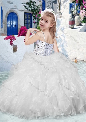 Sweet Spaghetti Straps Little Girl Pageant Dresses with Beading and Ruffles