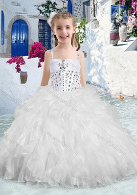 Sweet Spaghetti Straps Little Girl Pageant Dresses with Beading and Ruffles