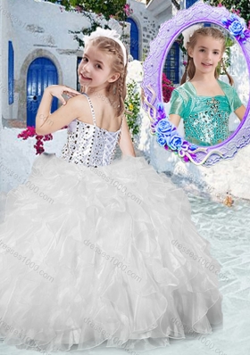 Sweet Spaghetti Straps Little Girl Pageant Dresses with Beading and Ruffles