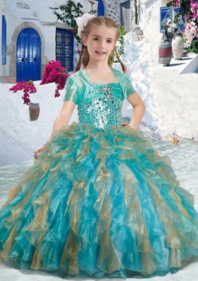 Sweet Spaghetti Straps Little Girl Pageant Dresses with Beading and Ruffles