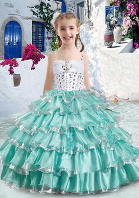 Classical Ball Gown Apple Green Mini Quinceanera Dresses with Ruffled Layers