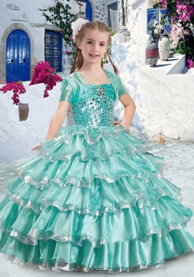 Classical Ball Gown Apple Green Mini Quinceanera Dresses with Ruffled Layers