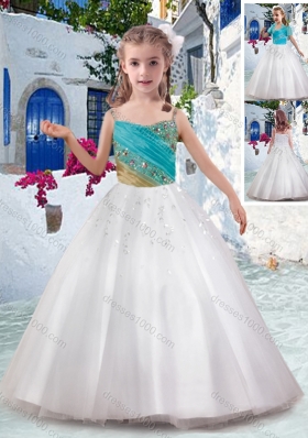 New Arrival Ball Gown Cheap Flower Girl Dresses with Appliques and Beading