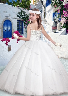 New Arrival Ball Gown Spaghetti Straps Flower Girl Dresses with Beading