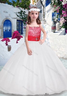 New Arrival Ball Gown Spaghetti Straps Flower Girl Dresses with Beading