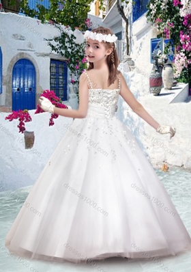 New Arrival Spaghetti Straps Flower Girl Dresses with Appliques and Beading