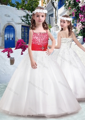 New Arrival Spaghetti Straps Flower Girl Dresses with Appliques and Beading