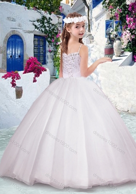 New Arrival Spaghetti Straps Flower Girl Dresses with Appliques and Beading