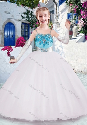 New Arrival Spaghetti Straps Flower Girl Dresses with Appliques and Beading