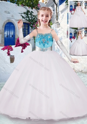 New Arrival Spaghetti Straps Flower Girl Dresses with Appliques and Beading