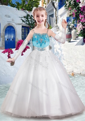 New Arrival Spaghetti Straps Flower Girl Dresses with Appliques and Bubles