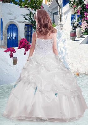 New Arrival Spaghetti Straps Flower Girl Dresses with Appliques and Bubles