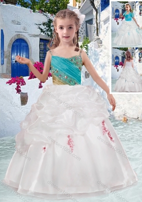 New Arrival Spaghetti Straps Flower Girl Dresses with Appliques and Bubles