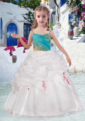 New Arrival Spaghetti Straps Flower Girl Dresses with Appliques and Bubles