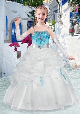 New Arrival Spaghetti Straps Flower Girl Dresses with Appliques and Bubles