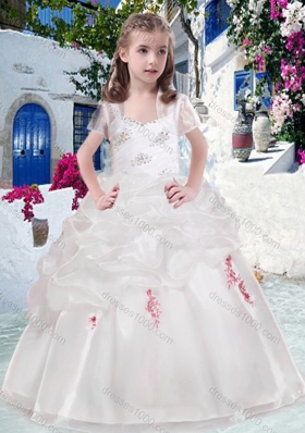 New Arrival Straps Flower Girl Dresses with Beading and Bubles