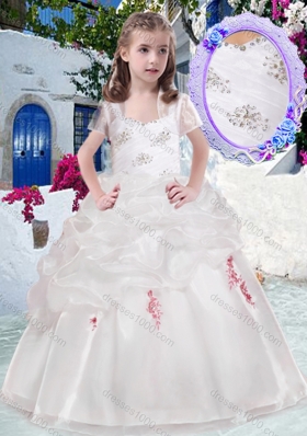 New Arrival Straps Flower Girl Dresses with Beading and Bubles