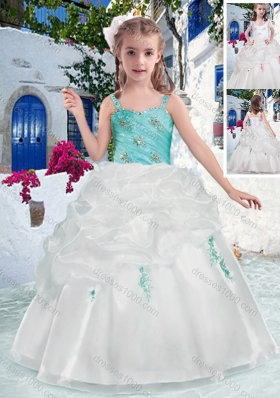 New Arrival Straps Flower Girl Dresses with Beading and Bubles