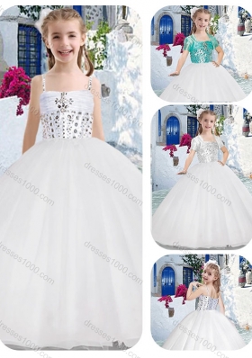 New ArrivalSpaghetti Straps Ball Gown Flower Girl Dresses with Beading