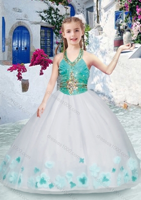 New Arrival Halter Top Little Girl Pageant Dresses with Appliques and Beading