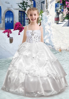 New Arrival Spaghetti Straps Ball Gown Beading Flower Girl Dresses