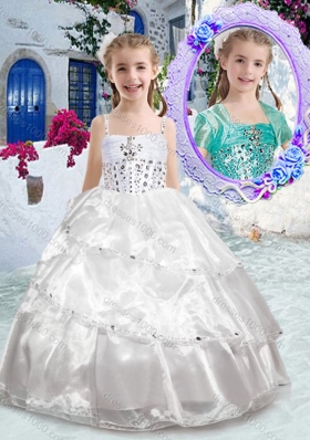 New Arrival Spaghetti Straps Ball Gown Beading Flower Girl Dresses