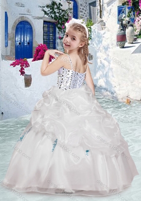 New Arrival Spaghetti Straps Flower Girl Dresses with Beading and Bubles