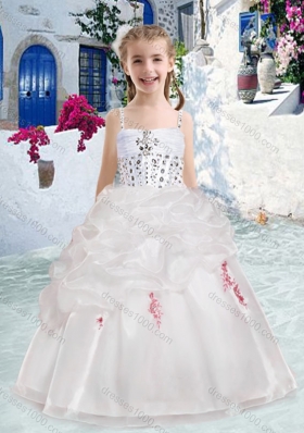 New Arrival Spaghetti Straps Flower Girl Dresses with Beading and Bubles