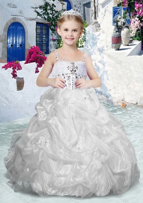 New Arrival Spaghetti Straps Flower Girl Dresses with Beading and Bubles