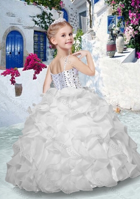 New Arrival Spaghetti Straps Flower Girl Dresses with Beading and Ruffles