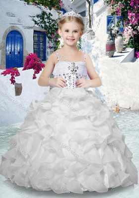 New Arrival Spaghetti Straps Flower Girl Dresses with Beading and Ruffles