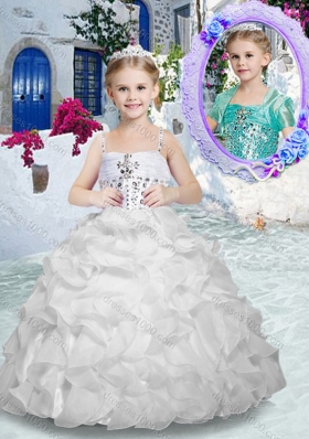 New Arrival Spaghetti Straps Flower Girl Dresses with Beading and Ruffles