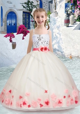 New Arrival Spaghetti Straps Little Girl Pageant Dress with Sashes and Beading