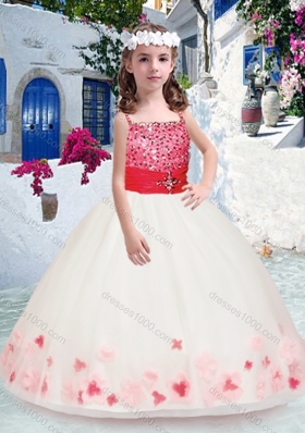 New Arrival Spaghetti Straps Little Girl Pageant Dresses with Appliques and Beading