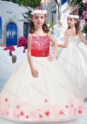 New Arrival Spaghetti Straps Little Girl Pageant Dresses with Appliques and Beading