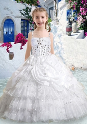 New Arrival Spaghetti Straps Little Girl Pageant Dresses with Ruffled Layers