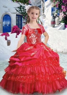 New Arrival Spaghetti Straps Little Girl Pageant Dresses with Ruffled Layers