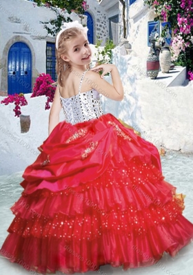 New Arrival Spaghetti Straps Little Girl Pageant Dresses with Ruffled Layers