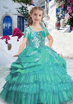 New Arrival Spaghetti Straps Little Girl Pageant Dresses with Ruffled Layers