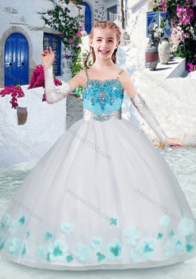 New Arrival White Little Girl Pageant Dresses with Appliques and Beading