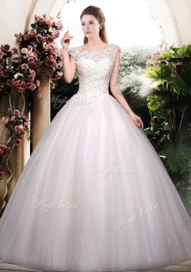 2016  Ball Gown Scoop Wedding Dresses with Appliques