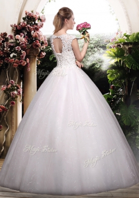 2016  Ball Gown Scoop Wedding Dresses with Appliques