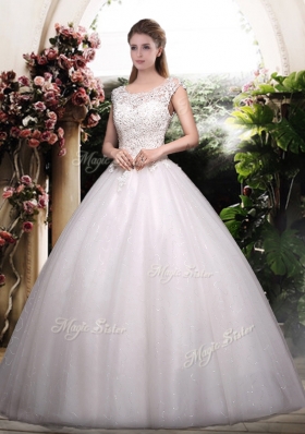 2016  Ball Gown Scoop Wedding Dresses with Appliques